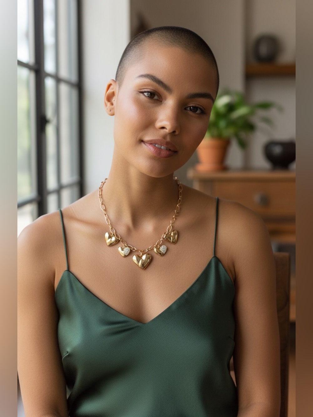 Baublebar Pave CZ Gold Heart Charm Statement Necklace | NWT